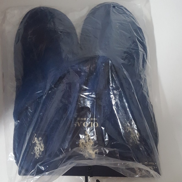 US Polo Assoc Blue Memory Foam Slippers - Picture 2 of 4